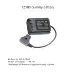 For Sony Cameras, FZ100 Dummy Battery,  D-Tap Port, Custom Short Cable Version.